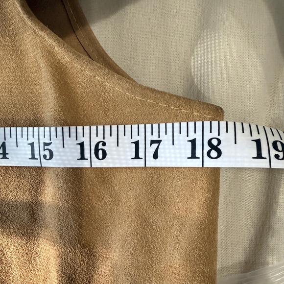 Vintage Suede Fringe Vest Women Medium Brown Boho Western Cowboy Gilet Sasson - Picture 11 of 11